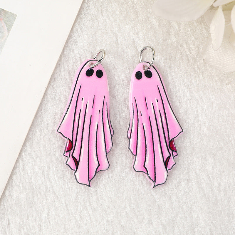 Wholesale 10pcs Acrylic Halloween Pumpkin Skeleton Man Ghost DIY Earrings Keychain Accessories